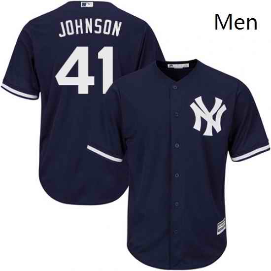 Mens Majestic New York Yankees 41 Randy Johnson Replica Navy Blue Alternate MLB Jersey